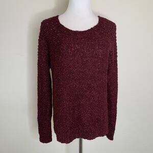 Burgundy Textured Scoop Neck Sweater Medium